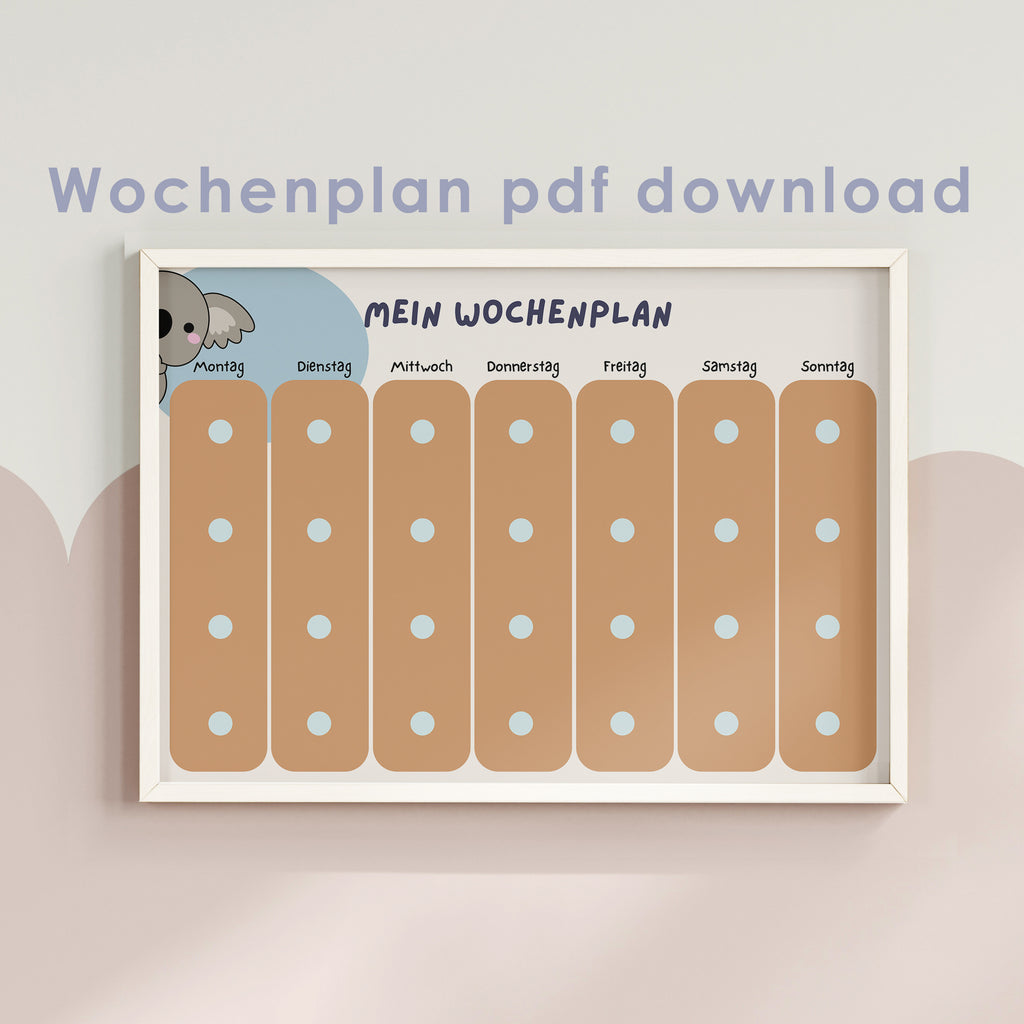 Wochenplan Vorlage für Kinder kostenlose pdf